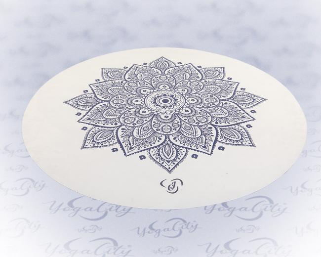 Velúr jógaszőnyeg, mandala mintás, fekete-fehér