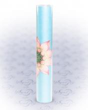 Velúr hatású jógaszőnyeg, 3 lótuszvirág mintás, kék